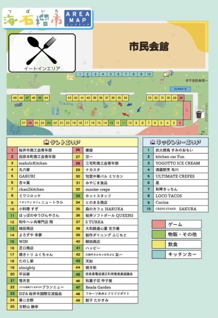 第51回 大和さくらい万葉まつり海石榴市（つばいち）出店場所一覧のお知らせ
